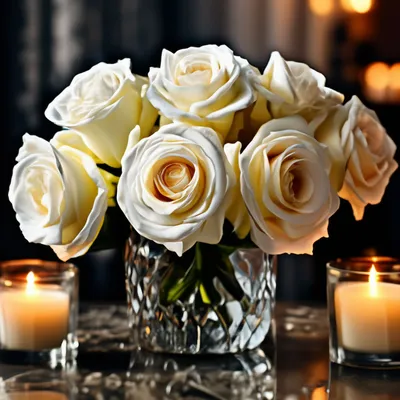 Изображение роз в вазе на столе – бесплатно