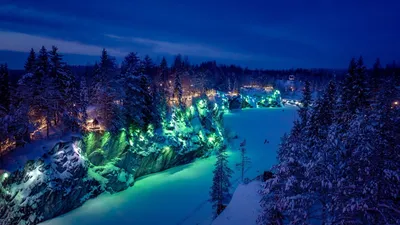 Зимние чудеса в Рускеале: Фотоизображения в высоком разрешении