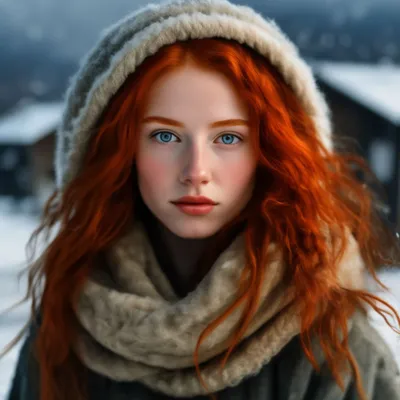 Фотографии зимних красавиц: Рыжие образы в различных форматах