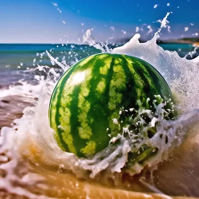 Фото с арбузом на пляже: скачать изображение в различных размерах