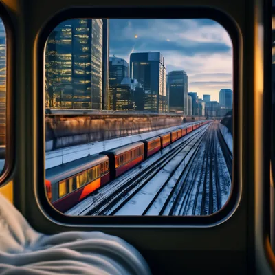 Зимние краски в окне поезда: размер и формат на ваш выбор