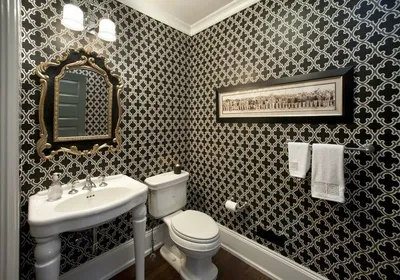 Ванная комната в стиле прованс с использованием самоклеющейся пленки: фото