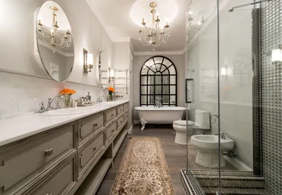 Фото ванной комнаты с дизайнерским решением