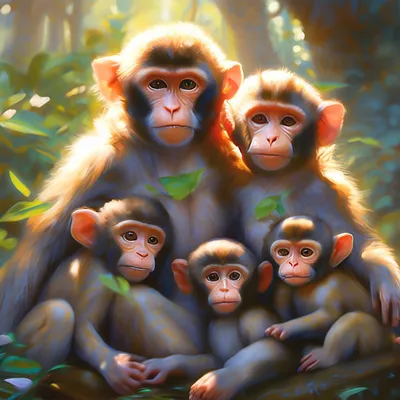 Фото семьи обезьян в высоком разрешении: выберите свой размер!