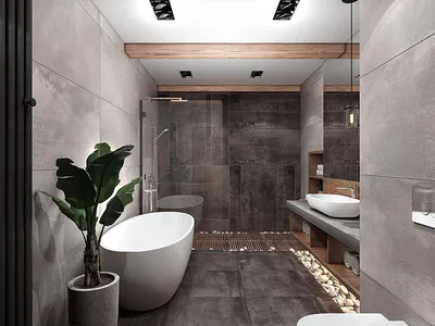 Серый кафель в ванной: красота и функциональность в одном фото
