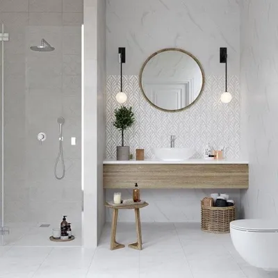 Идеи дизайна ванной комнаты: Шахтинская плитка