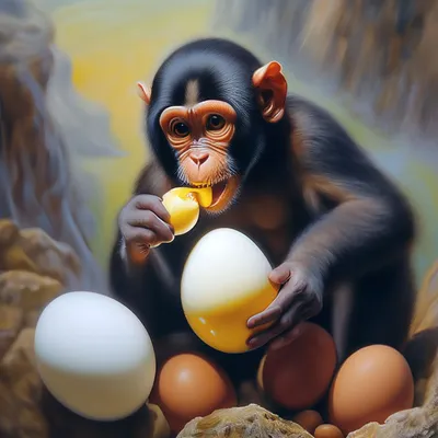 Full HD изображения Шимпанзе с яйцами: скачай в формате JPG бесплатно.