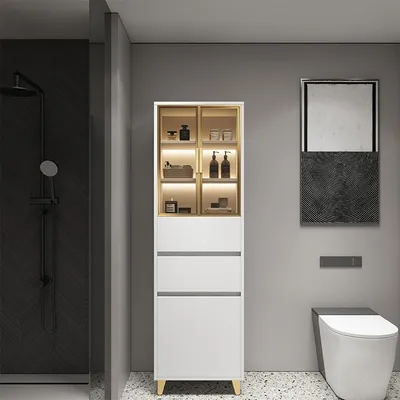 13) Фото шкафчики для ванной комнаты: стильные решения