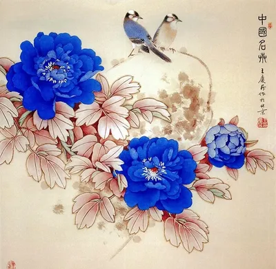 Синие пионы: Красивая фотография с мягкими цветовыми переходами в формате JPG
