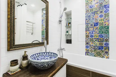 Фото синего кафеля для ванной комнаты в Full HD