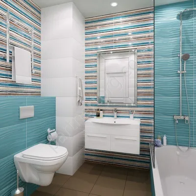 Синий кафель в ванной: выберите размер изображения