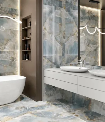 Фото синего кафеля в ванной комнате: современный дизайн