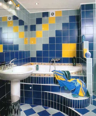 Синий кафель в ванной: фото в высоком разрешении