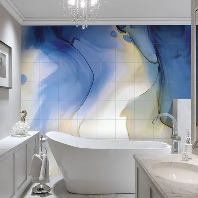 Синий кафель в ванной: фото в разных стилях