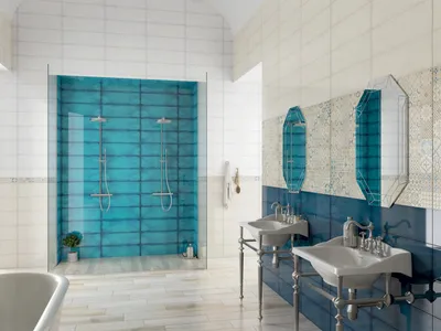 Фото с синим кафелем в ванной: идеи для обновления интерьера