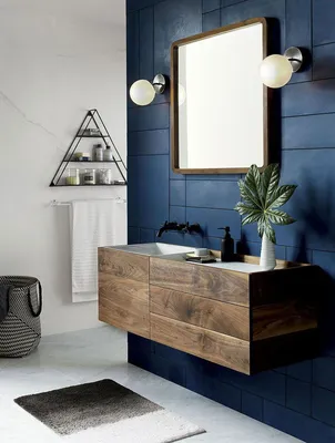 Картинка с синим кафелем для ванной