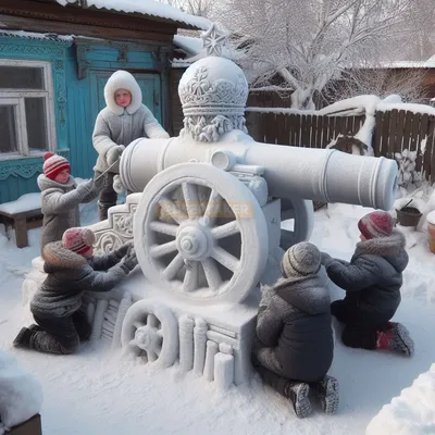 Снег в искусстве: Гифки с процессом создания снежных скульптур