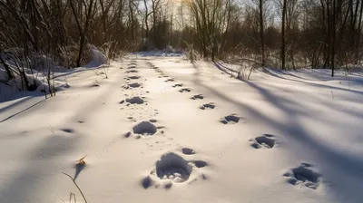 GIF анимация: след медведя на снегу