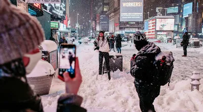 Прекрасный снег в Нью-Йорке: Фотографии в HD