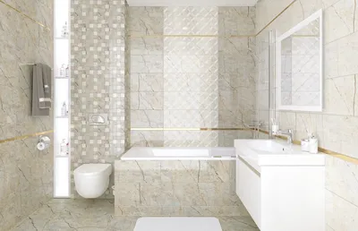 Фото ванной комнаты с использованием разных материалов