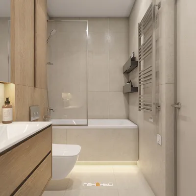 Изображение ванной комнаты с туалетом с встроенными полками для хранения