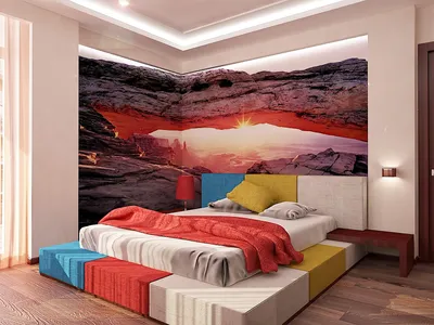 Арт-рисунок с элементами природы для создания умиротворенной атмосферы в спальне