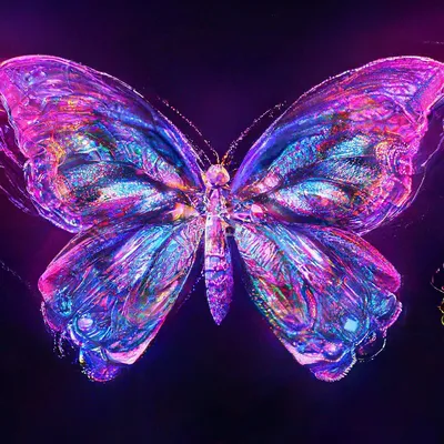 Фото стеклянной бабочки с эффектом освещения