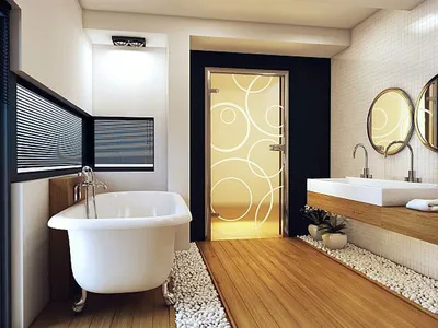 Стеклянные двери для ванной: изображения в различных стилях