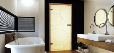 Стеклянные двери для ванной: изображения в различных цветовых решениях