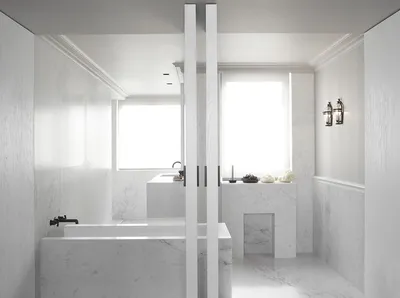 Интересные решения с использованием стеклоблоков в интерьере ванной комнаты