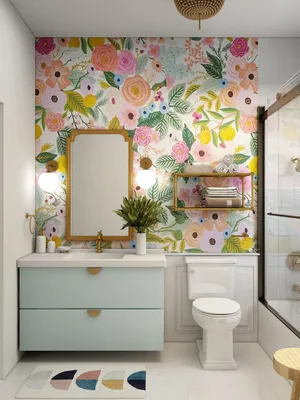 Фотографии стеклообоев: идеи для украшения ванной комнаты