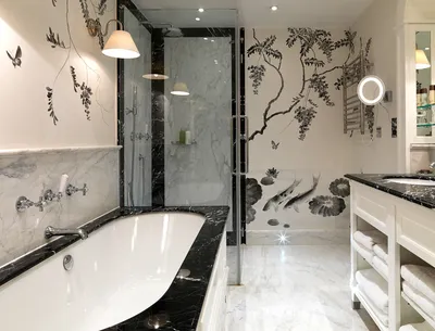 Элегантность и стиль: стеклообои в дизайне ванной комнаты (фото)