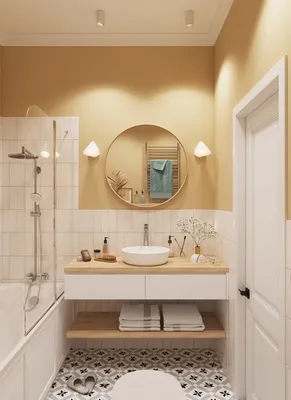 Фотографии стильных решений для маленькой ванной комнаты с интересными деталями