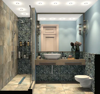Фото стильных ванных комнат с душевой кабиной