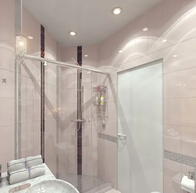 Фото ванной комнаты с душевой кабиной в скандинавском стиле