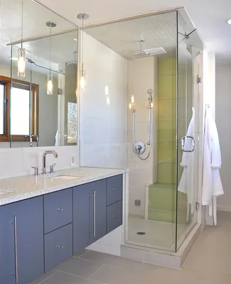 Интерьер ванных комнат с душевой кабиной: фото идеи