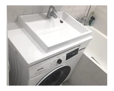 Фото стиральной машины под раковиной в ванной