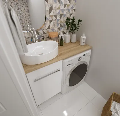 Стиральная машина под раковиной в ванной: выберите размер и формат изображения