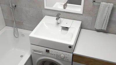 Стиральная машина под раковиной в ванной: выберите размер изображения
