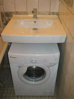 Фото стиральной машины под раковиной в ванной: HD, Full HD, 4K