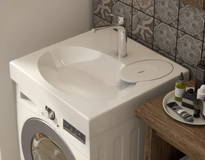Фотоинструкция: как установить стиральную машину под раковиной в ванной.