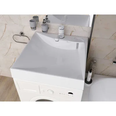 Как сэкономить место в ванной: стиральная машина под раковиной.