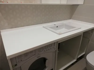 Инновационные идеи для ванной комнаты: стиральная машина под раковиной.