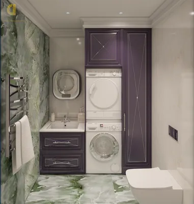 Картинка стиральной машины под раковиной в ванной