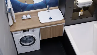 Изображения стиральной машины под раковиной в ванной