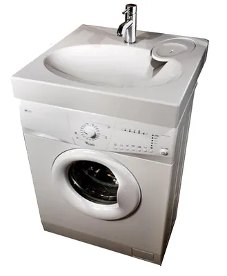 Арт фото стиральной машины под раковой ванной