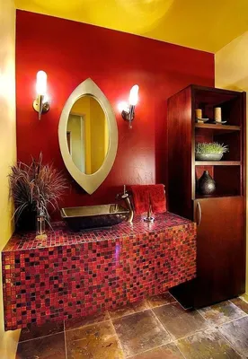 9) Интересный выбор: столешница из мозаики для ванной (с фото)