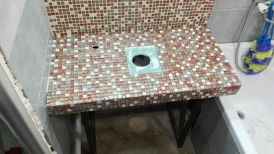 20) Дизайнерская столешница из мозаики для ванной (с фото)