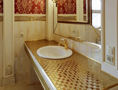 Фото столешницы из мозаики в ванной в формате PNG