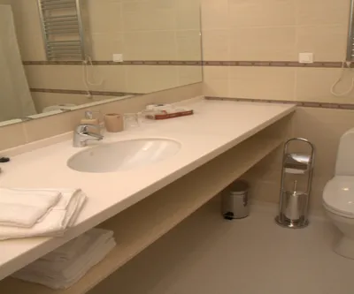 Фотография ванной комнаты с гипсокартонной столешницей